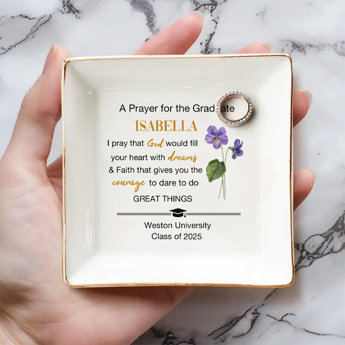 A Prayer For The Graduate - Personalized Custom Jewelry Dish