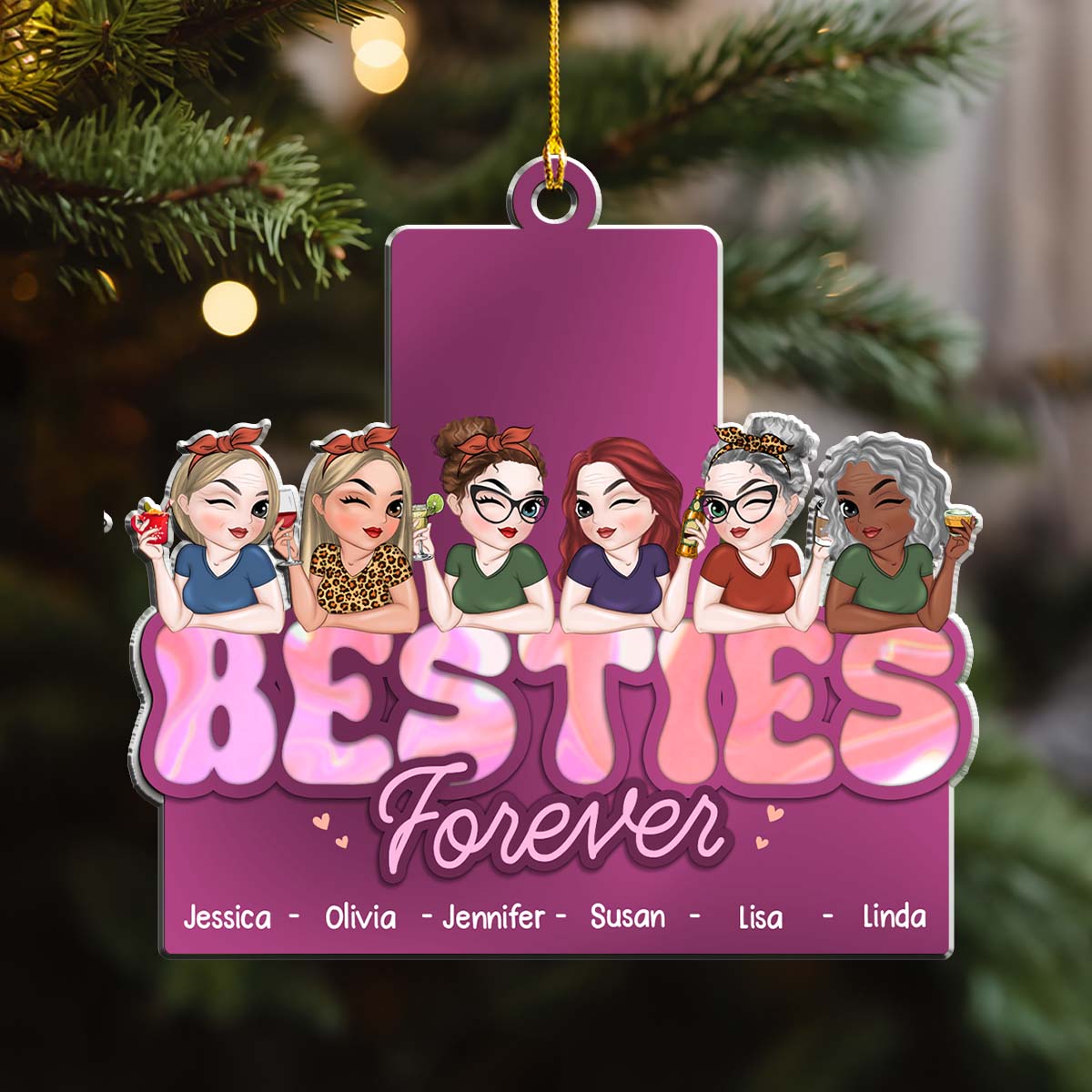 Besties Forever - Personalized Custom Acrylic Ornament