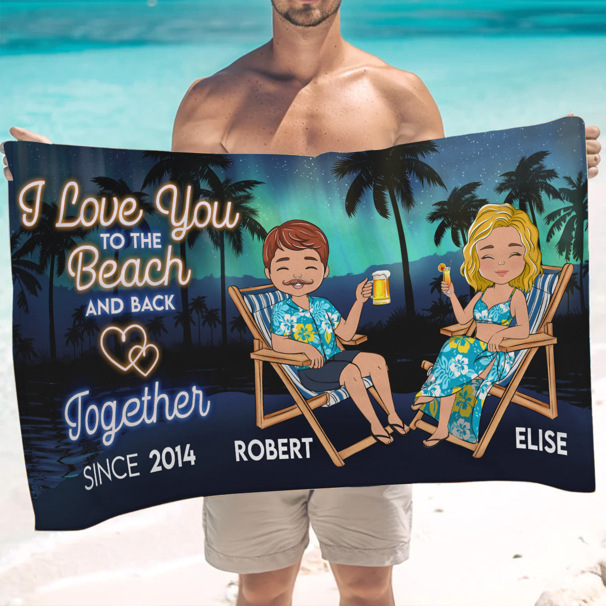 Love And Beach - Personalized Custom Beach Towel