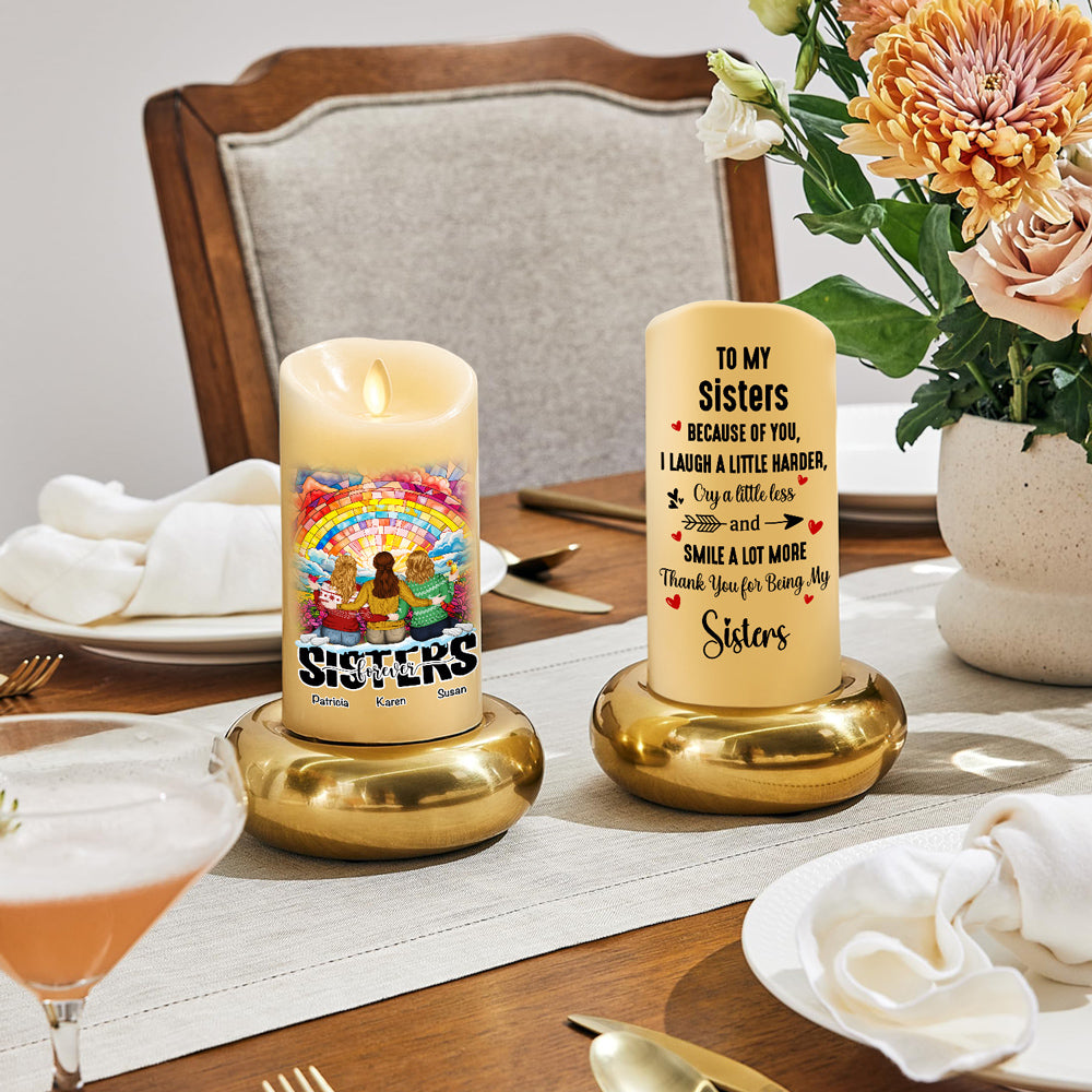 Because of You I Laugh a Little Harder Version 2 - Personalized Custom LED Candle