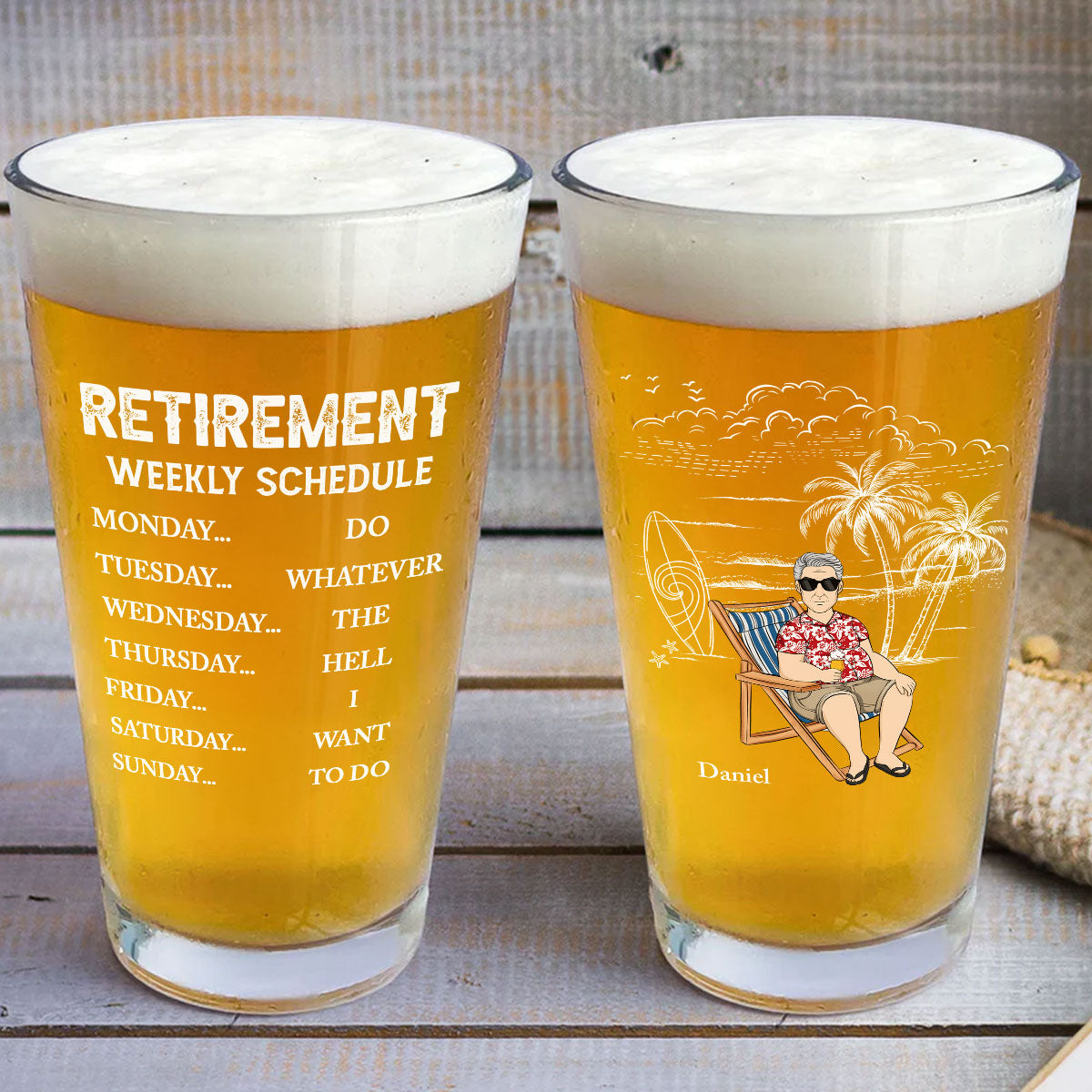 Retirement Schedule - Personalized Custom Beer Glass