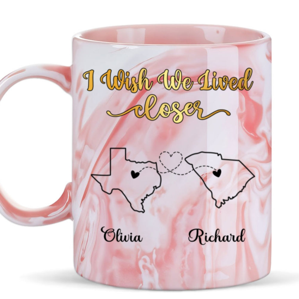 By My Side - Personalized Custom Pink Marble Mug