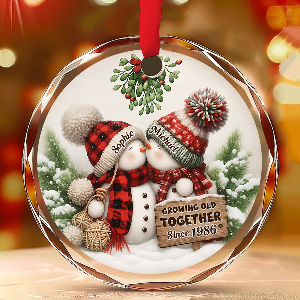 Our Holiday Romance - Personalized Custom Glass Ornament