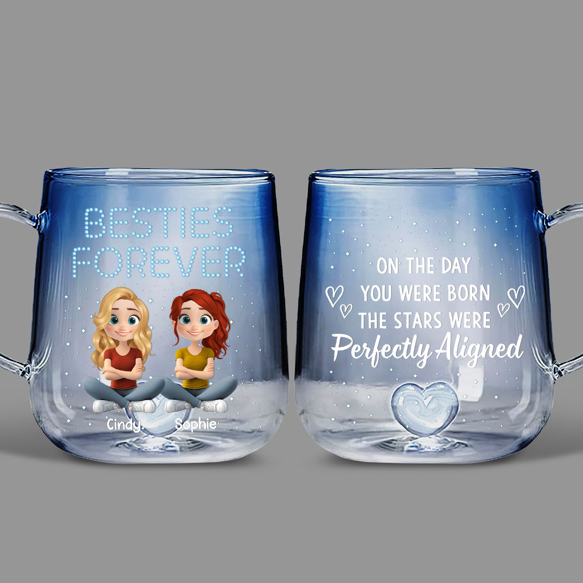 On The Day You Were Born - Personalized Custom Blue Gradient Glass Mug