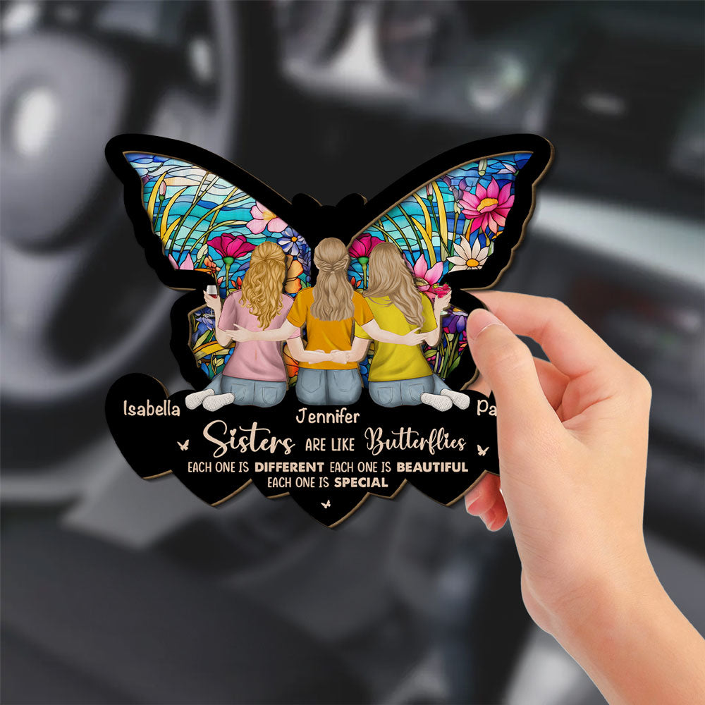 Sisters Are Like Butterflies - Personalized Custom Car Visor Clip