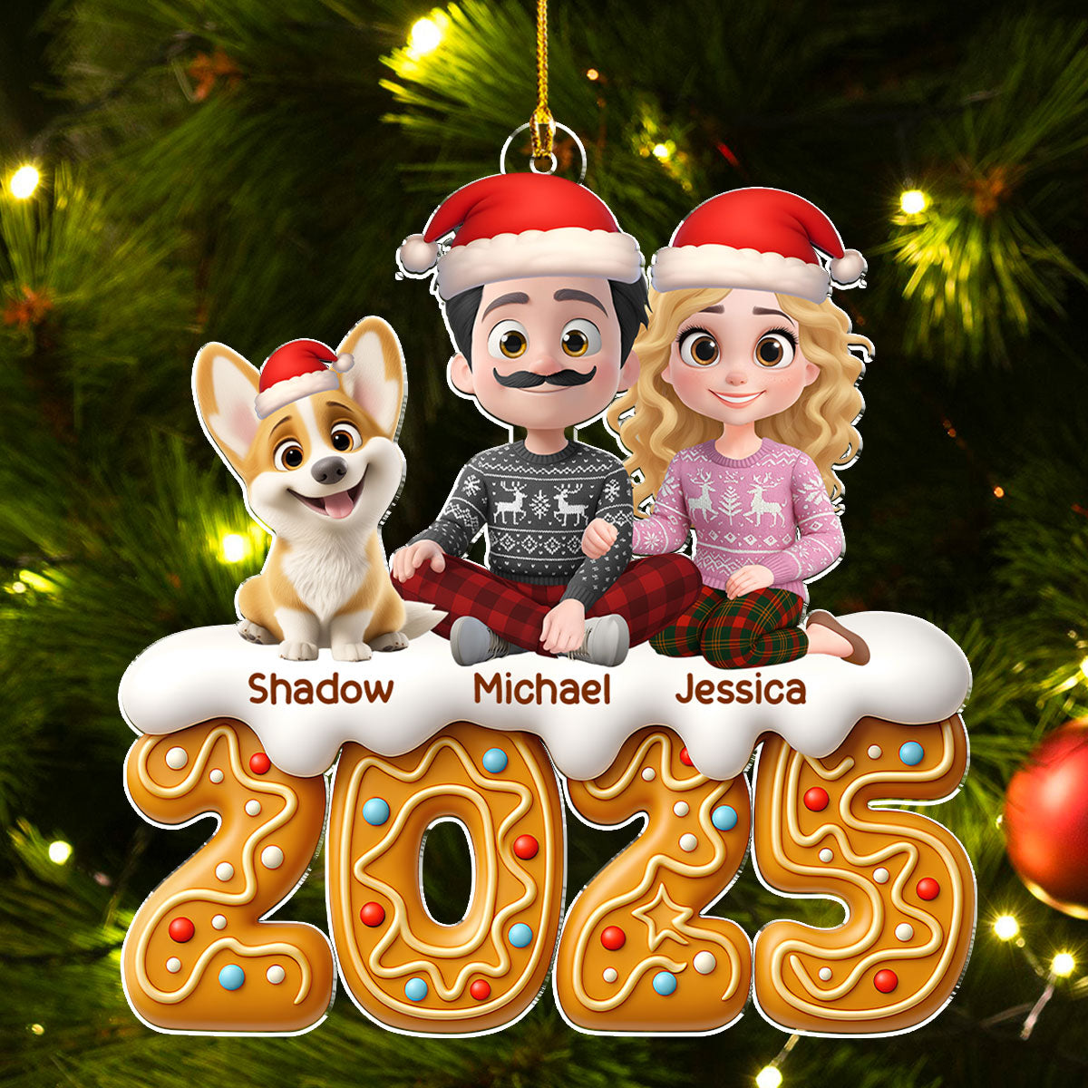 Couple And Dog Of The Year - Personalized Custom Acrylic Ornament