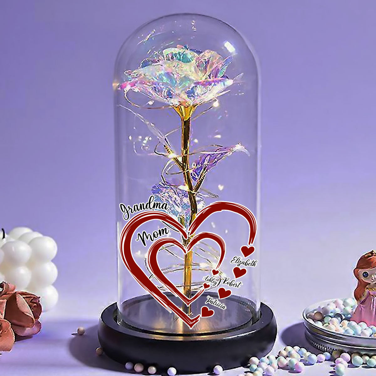 Sweethearts Of Mom - Personalized Custom Sparkly Rose