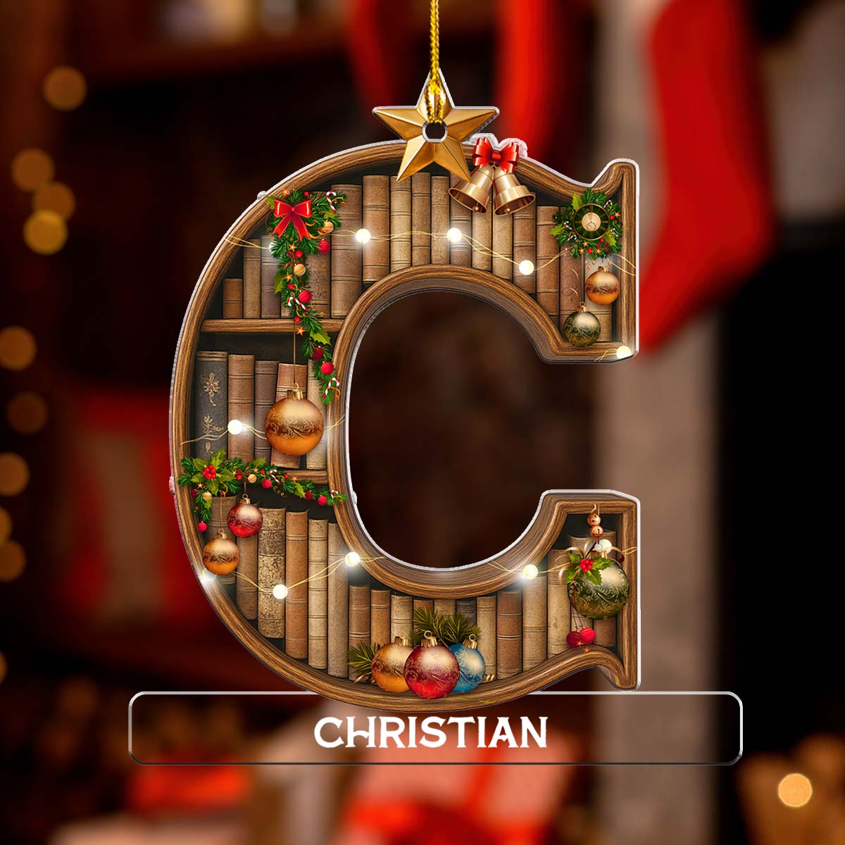 Bookaholic Christmas - Personalized Custom Acrylic Ornament