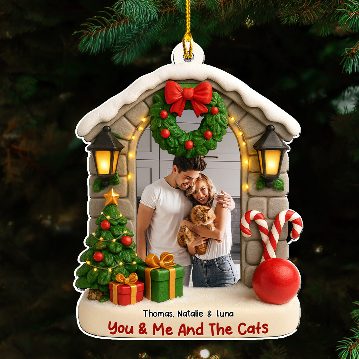 Bond Of Cat Love Photo - Personalized Custom 3D Effect Acrylic Ornament