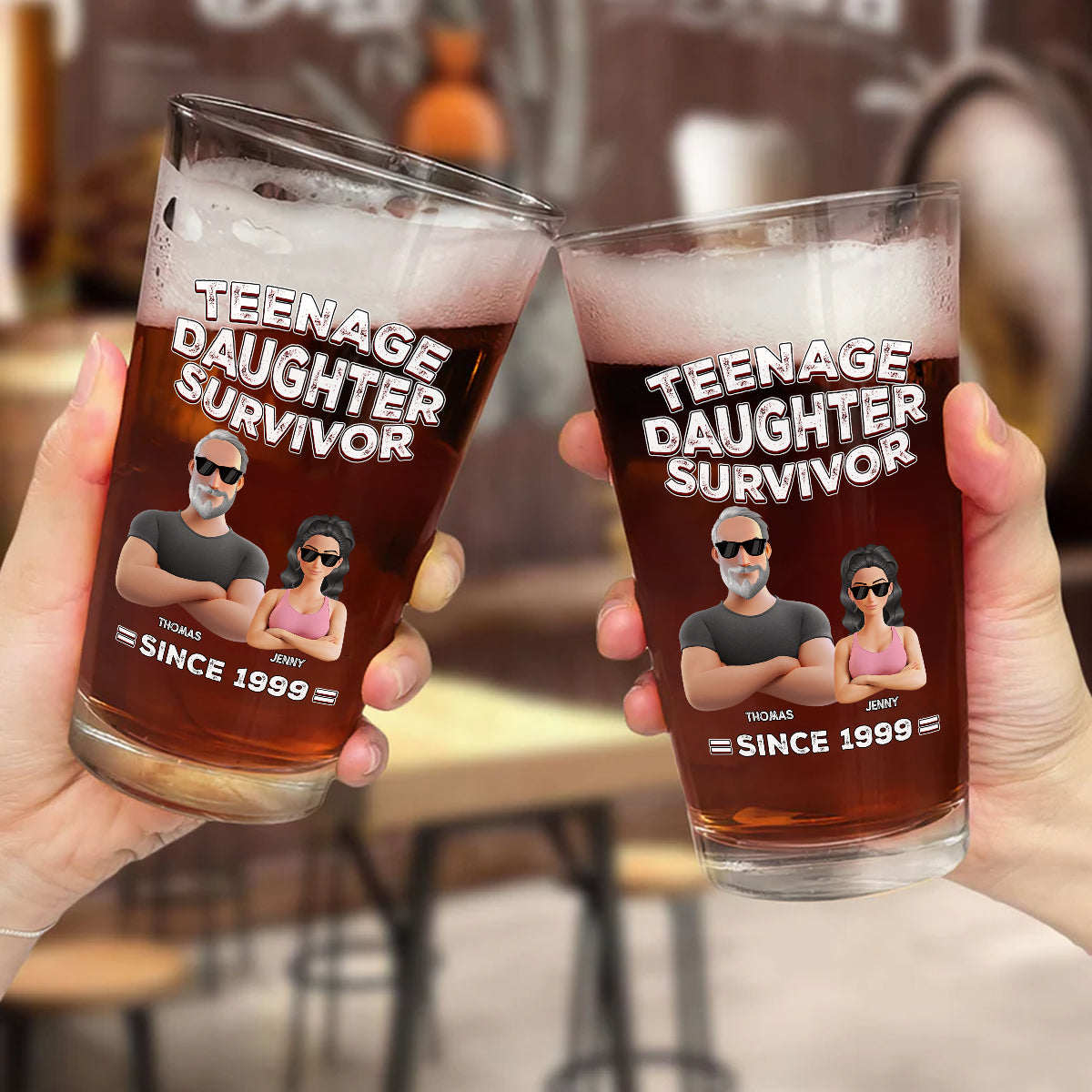 Teenage Daughter Survivor - Personalized Custom Beer Glass