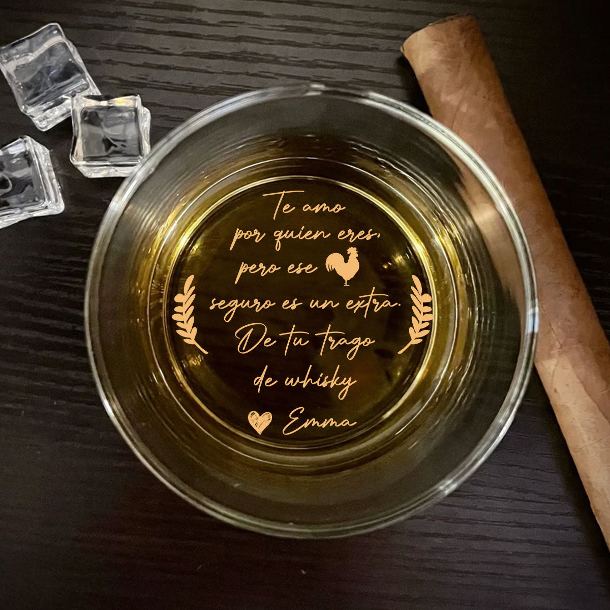 Contigo Placer Garantizado - Vaso de Whisky Grabado Personalizado