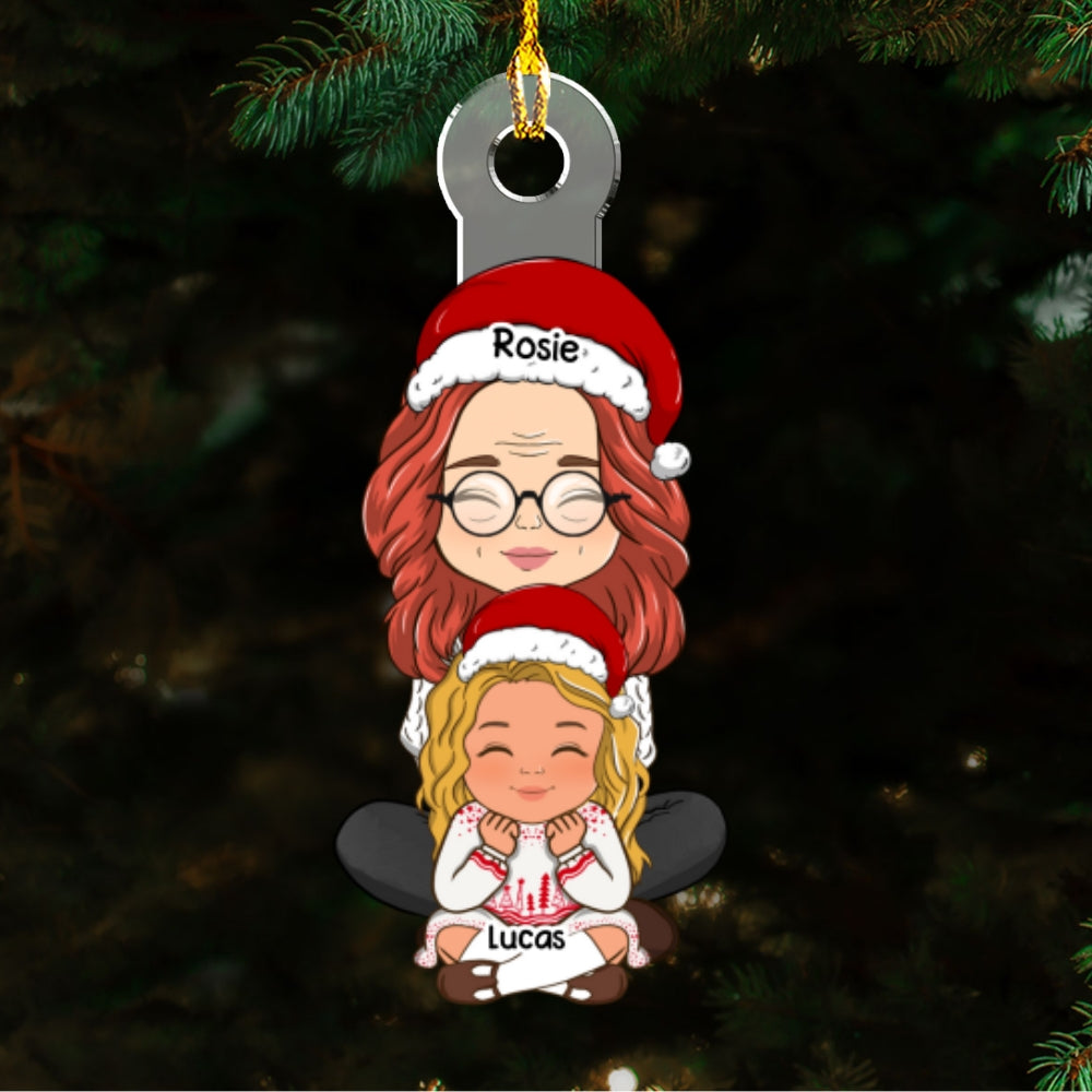 Grandma & Grandkid Christmas Gift For Granddaughter Grandson - Personalized Custom Acrylic Ornament