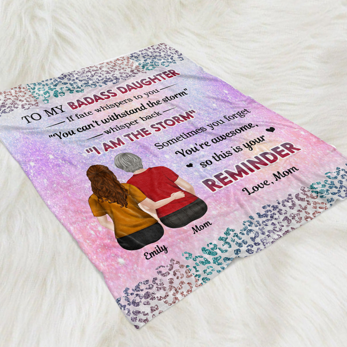 From Mom To Badass Daughter - Personalized Custom Fleece Blanket