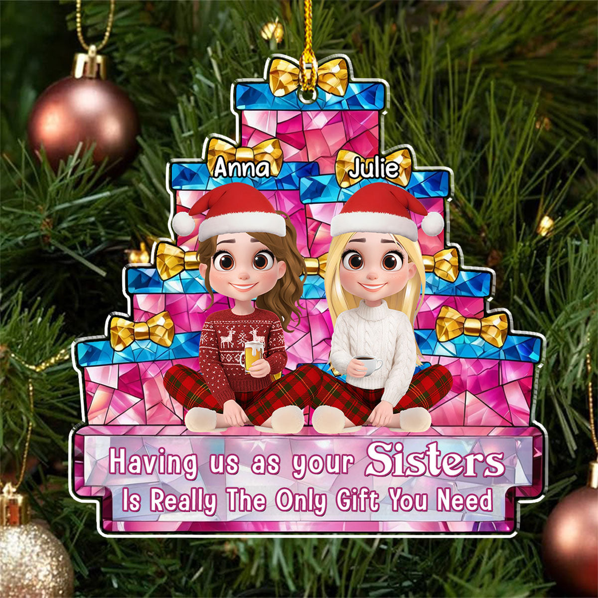 Stacked Presents Best Friends - Personalized Custom Acrylic Ornament