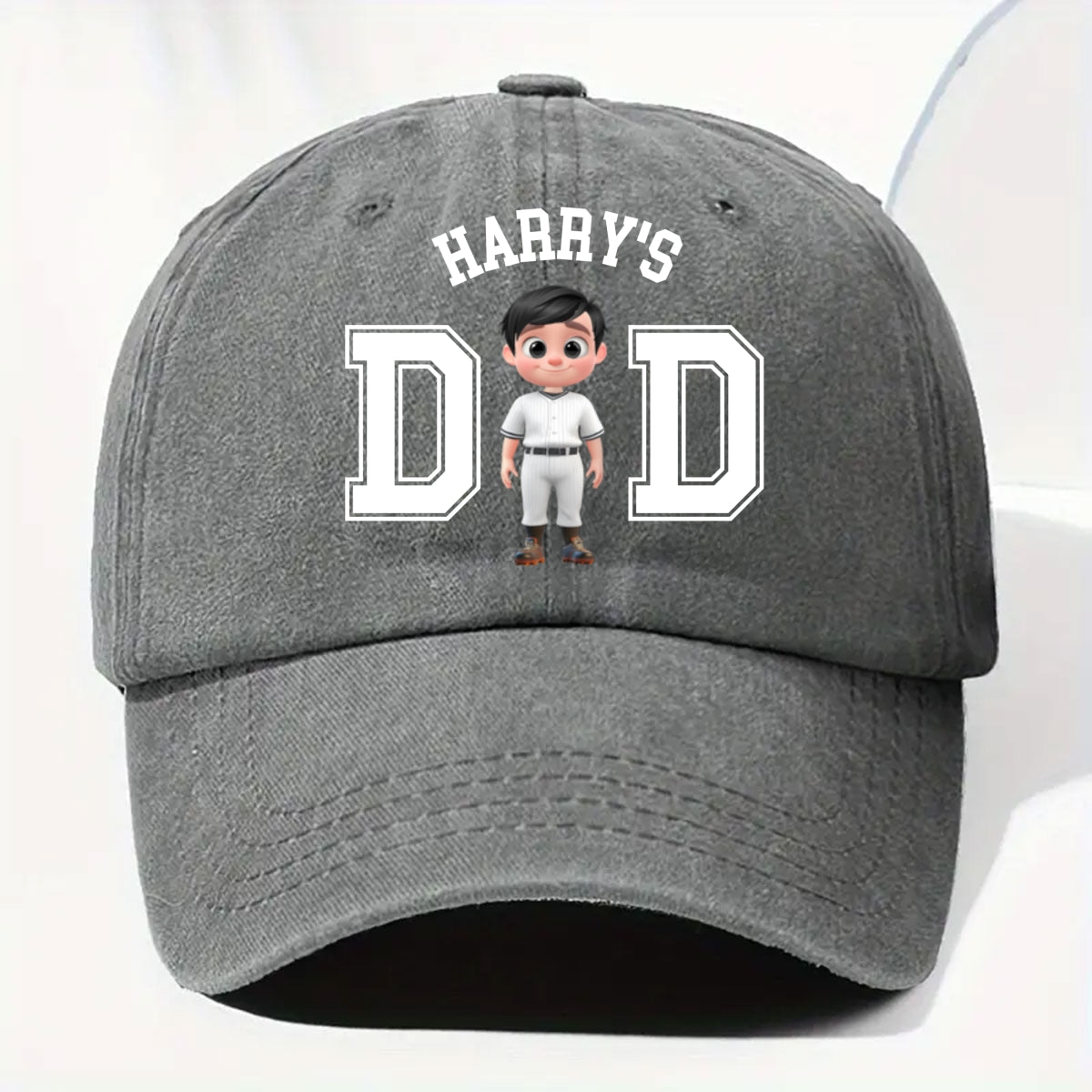 Belongs To The Baseball Dad - Personalized Custom Vintage Washed Denim Cap