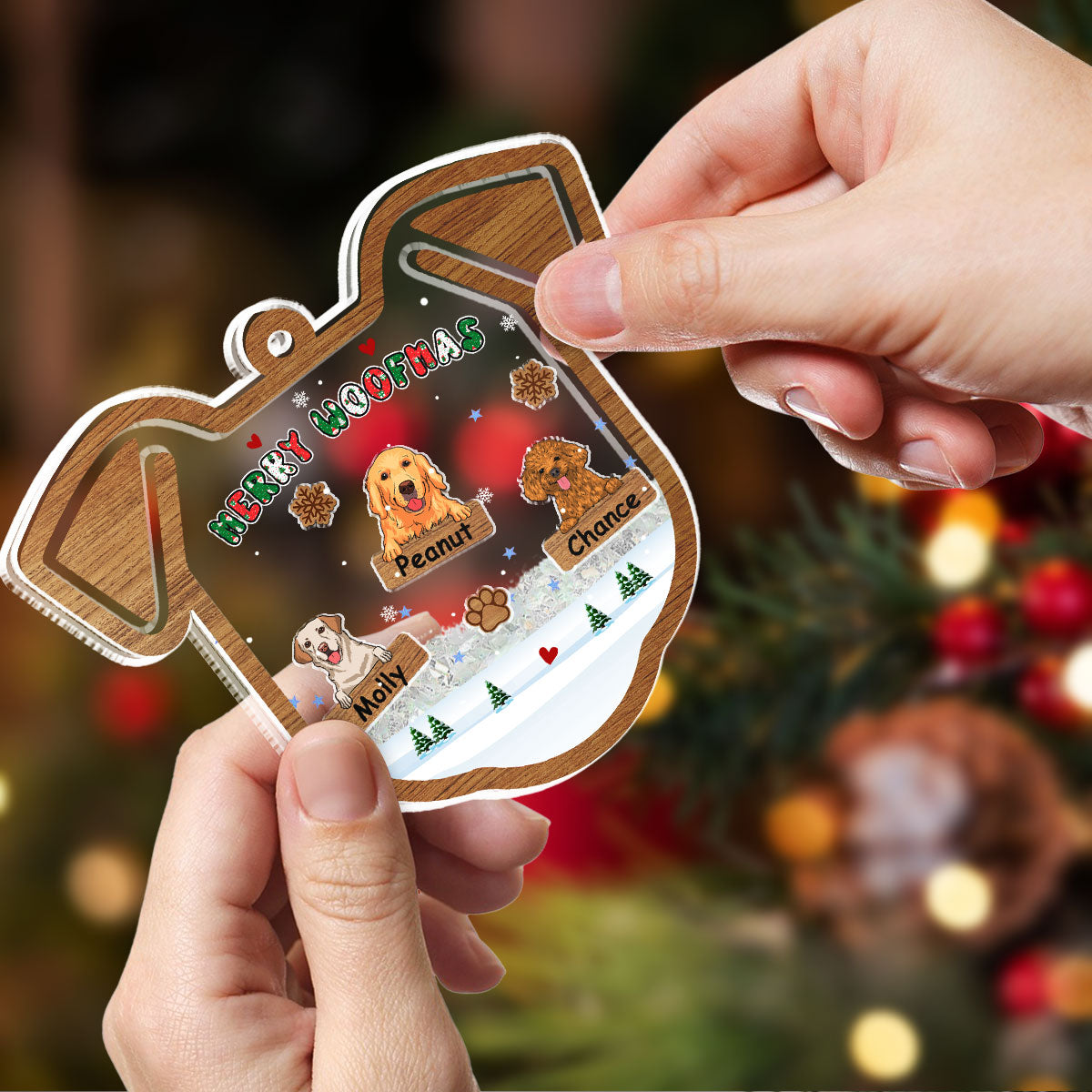 Merry Woofmas Ver 2 - Personalized Custom Acrylic Shaker Ornament