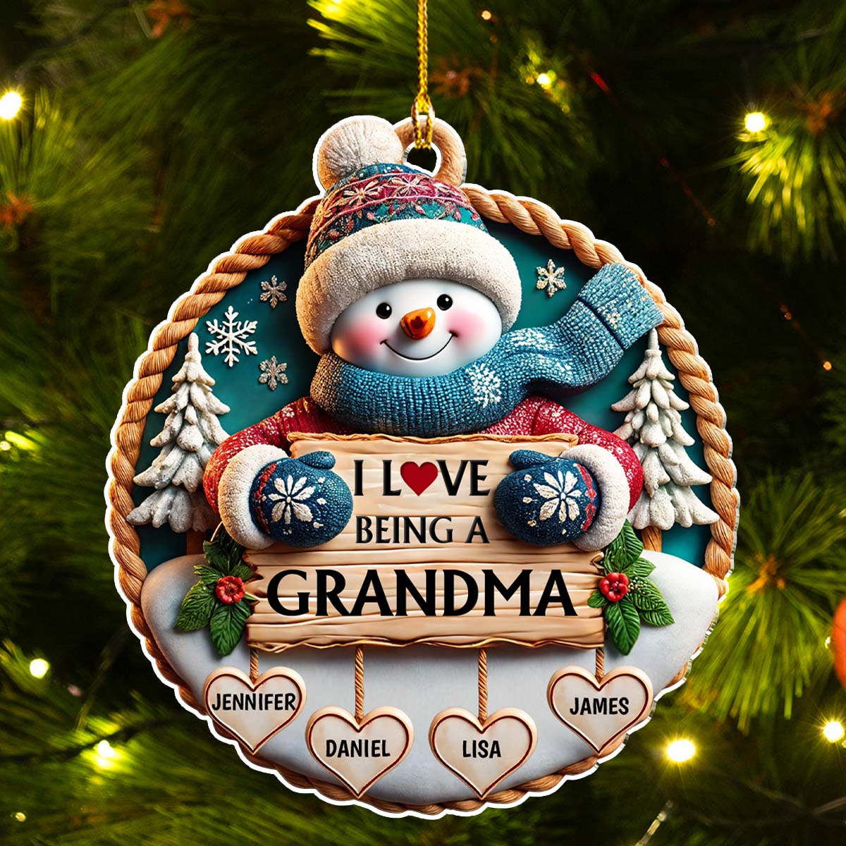 Love Being A Grandma - Personalized Custom 3D Inflated Effect Acrylic Ornament