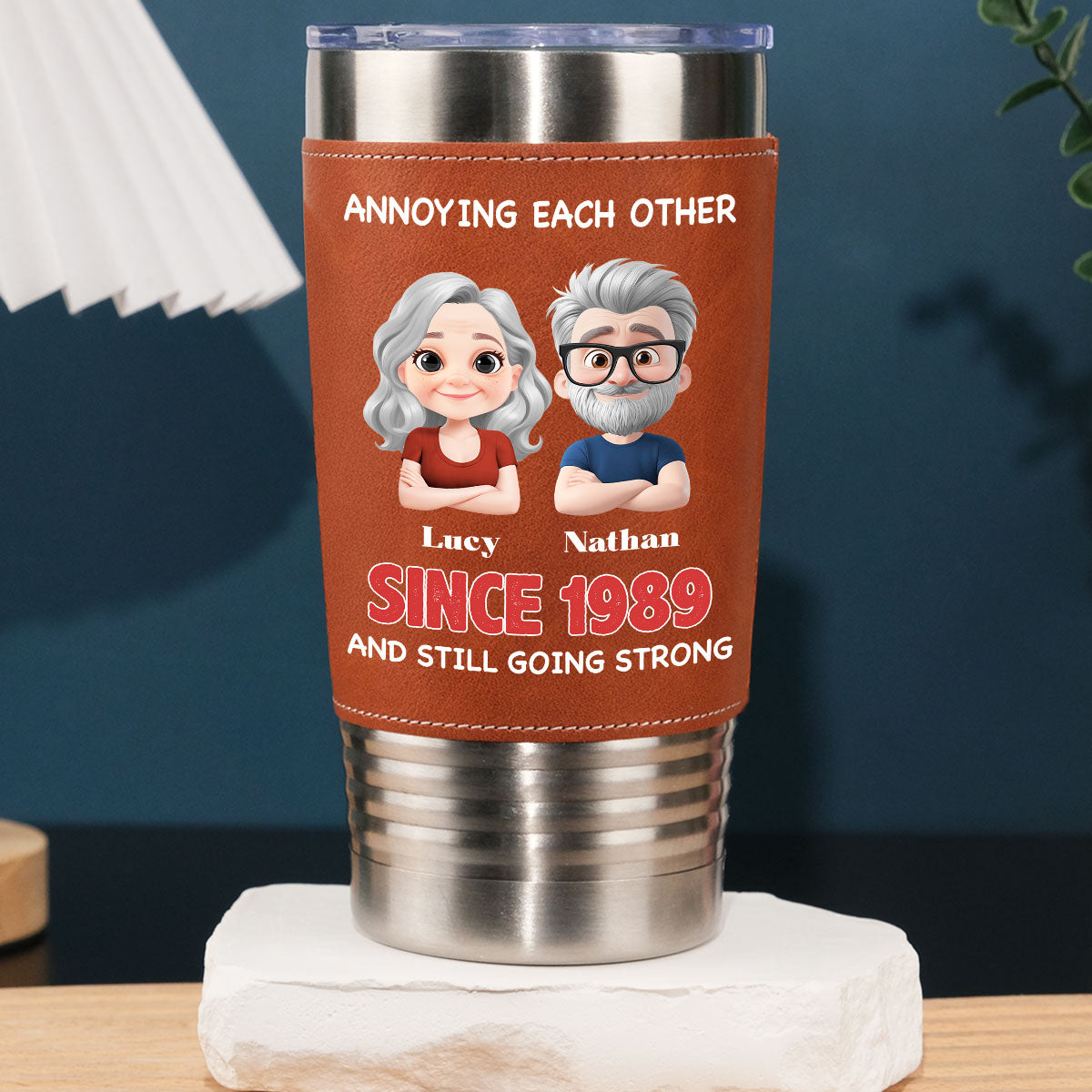 With You Forever - Personalized Custom Leather Tumbler