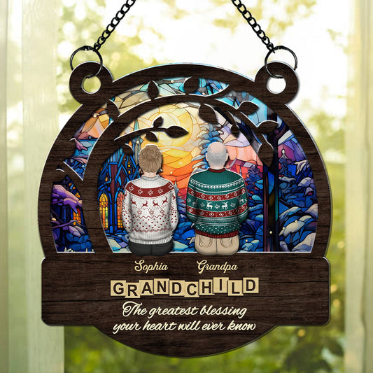 Grandparents And Grandkids Forever Linked Together - Personalized Custom Suncatcher