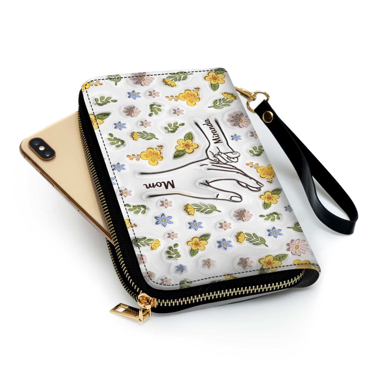 Mom Hold Kid Hand - Personalized Custom 3D Inflated Effect Leather Wallet