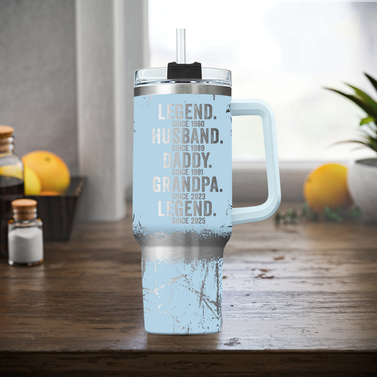 Legend Husband Dad - Personalized Custom Engraved 40oz Tumbler With Handle