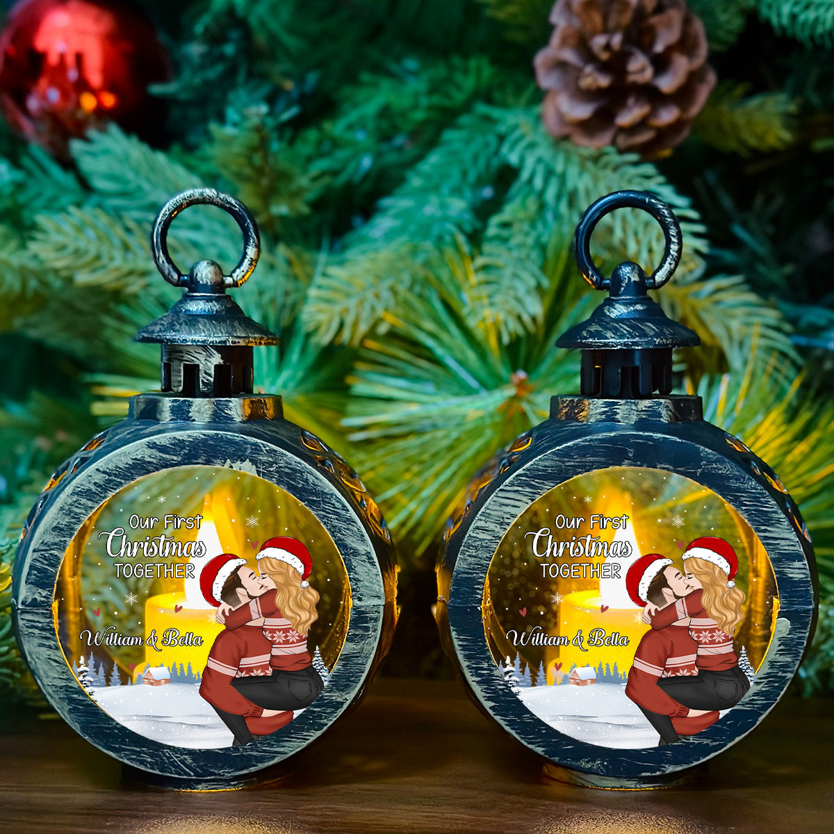 First Year Together -  Personalized Custom Christmas Lantern