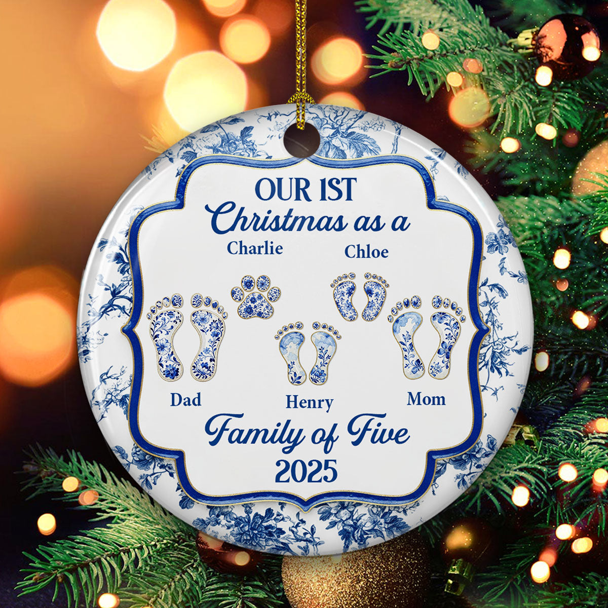 First Christmas Family - Personalized Custom Ceramic Ornament