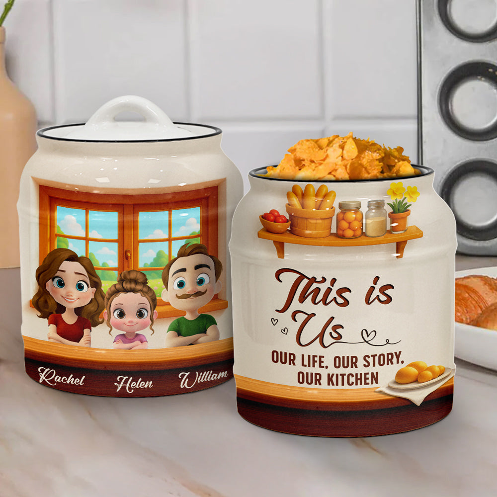 Our Life Our Story Our Kitchen - Personalized Custom Ceramic Jar