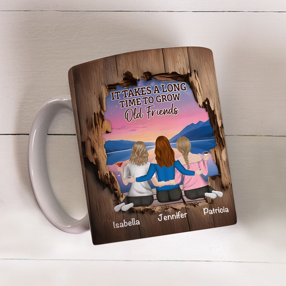 Friendship Is A Journey That Lasts A Lifetime - Personalized Custom Coffee Mug
