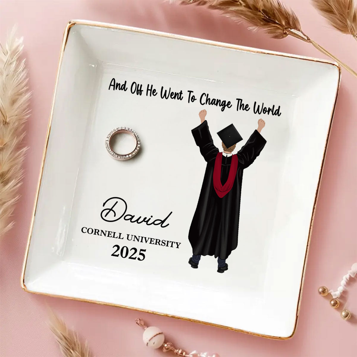 She Went To Change The World - Personalized Custom Jewelry Dish