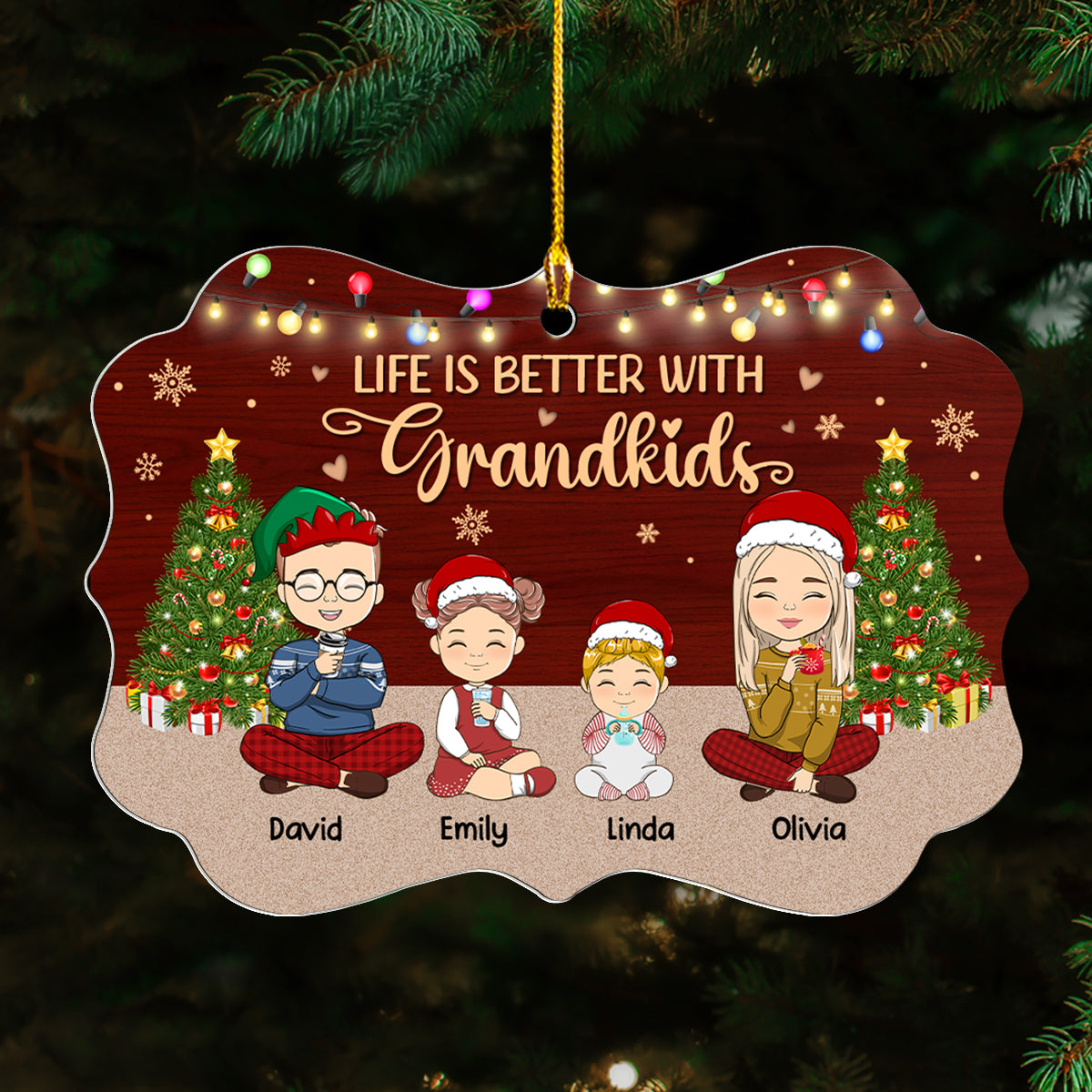 Life Is Better With Grandkids Christmas - Personalized Custom Acrylic Ornament