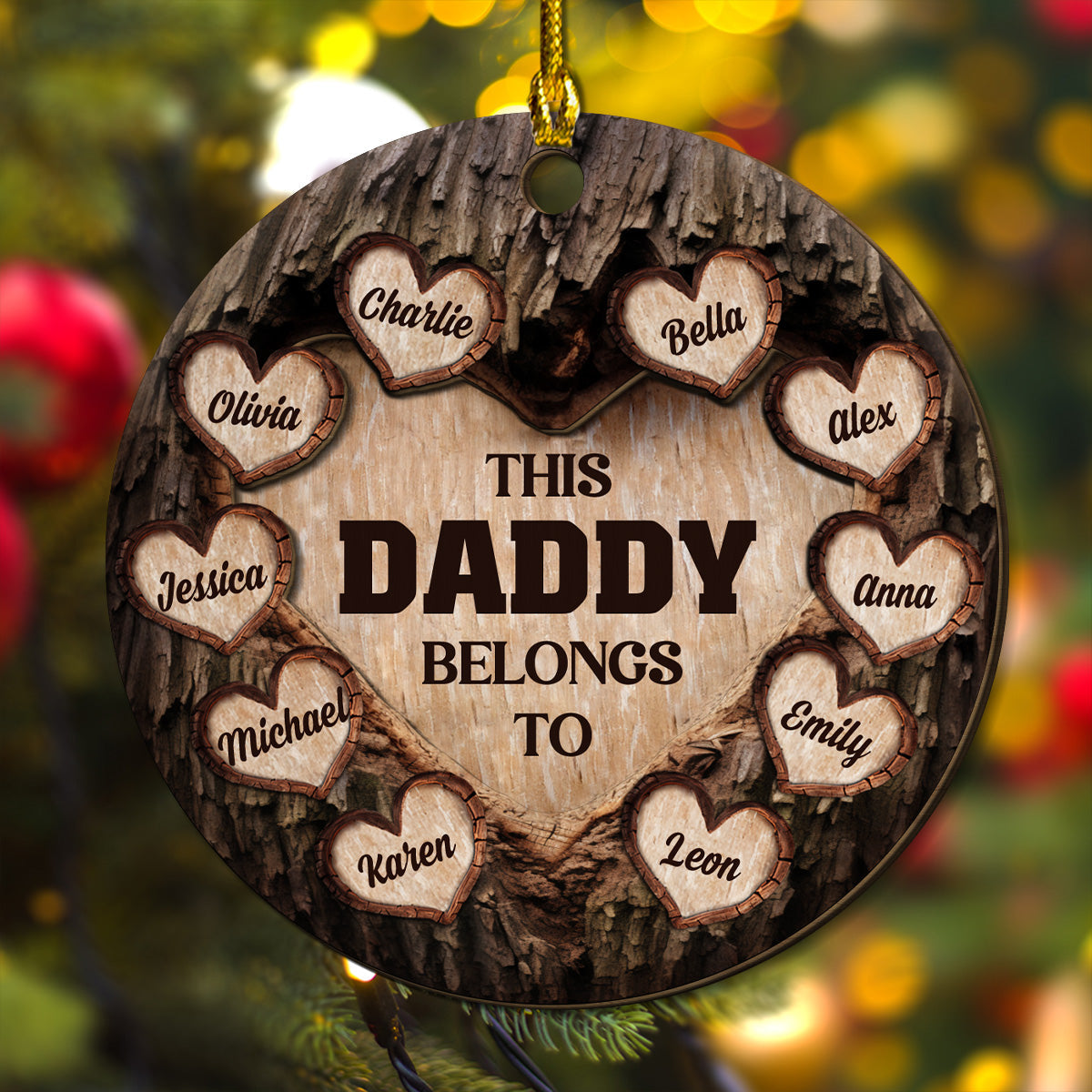 Heart Of Dad - Personalized Custom 2-layered Wood Ornament