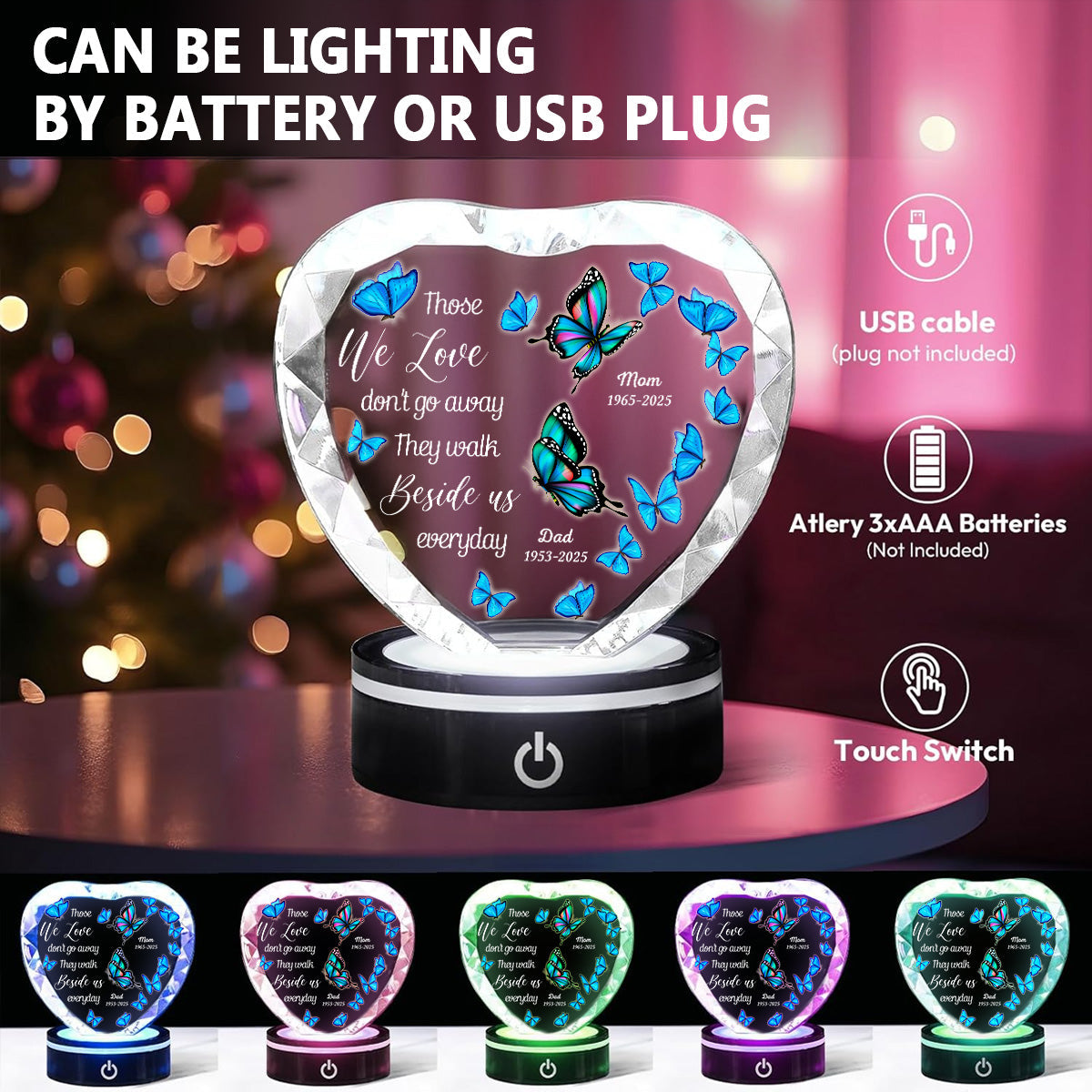 Beside Us Everyday - Personalized Custom Crystal Led Light