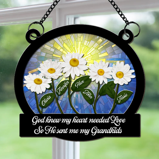 God Sent Me My Grandkids - Personalized Custom Suncatcher