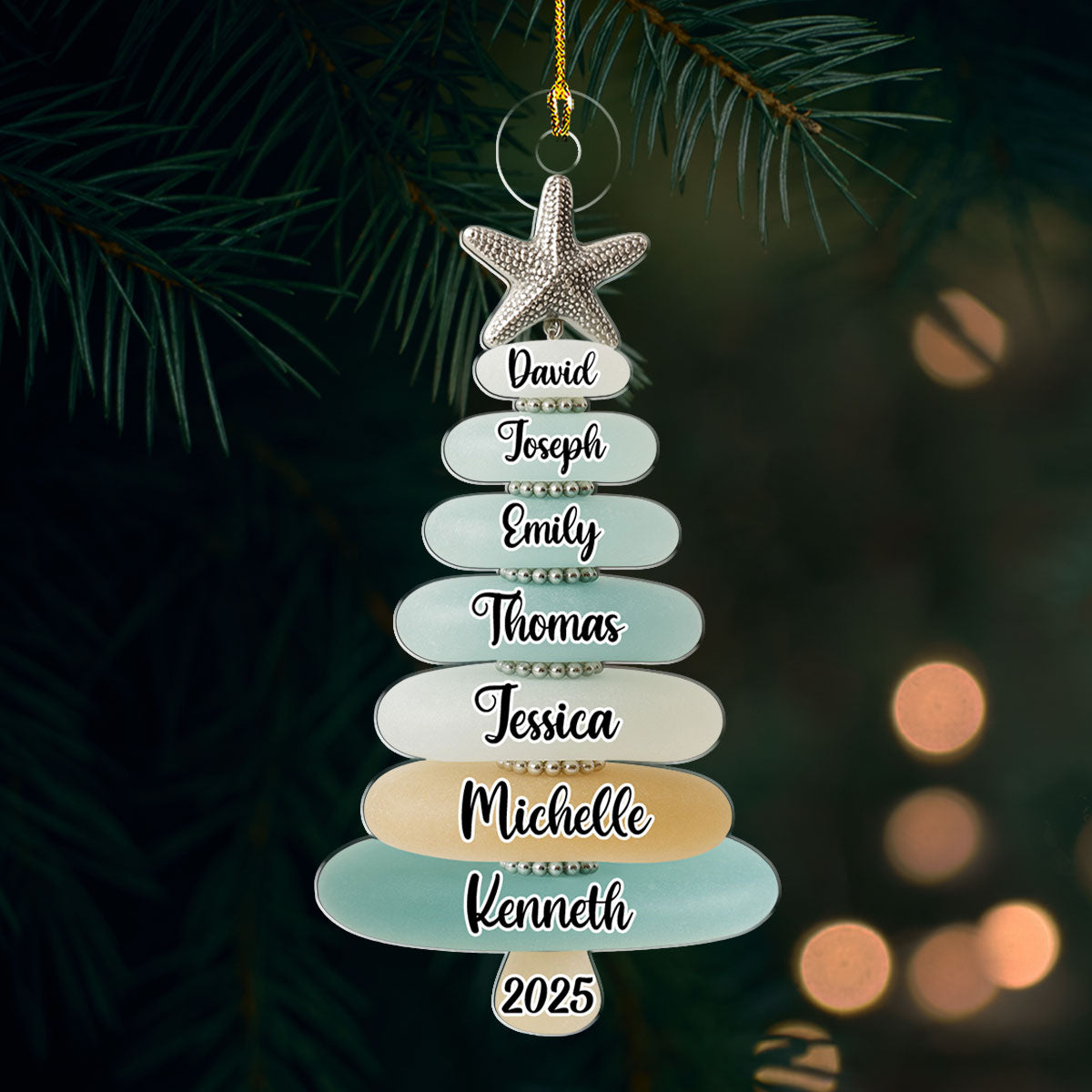 Sea Glass Christmas Tree - Personalized Custom Acrylic Ornament