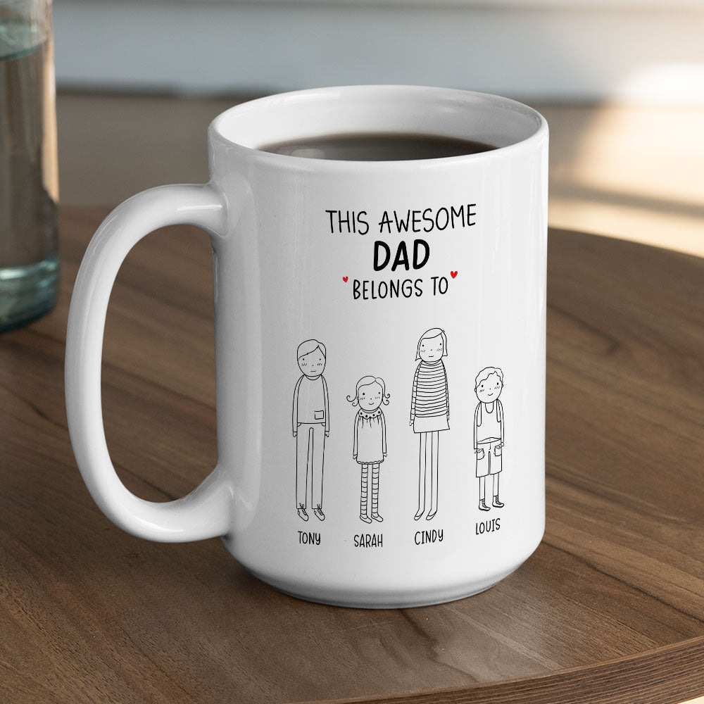 This Awesome Dad Belongs To - Personalized Custom Coffee Mug
