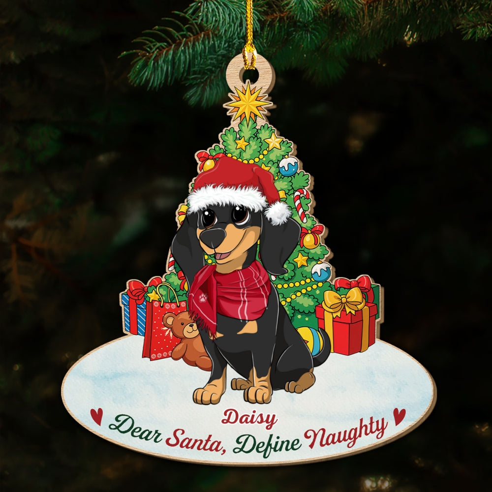 Define Naughty Dog - Personalized Custom Wood Ornament