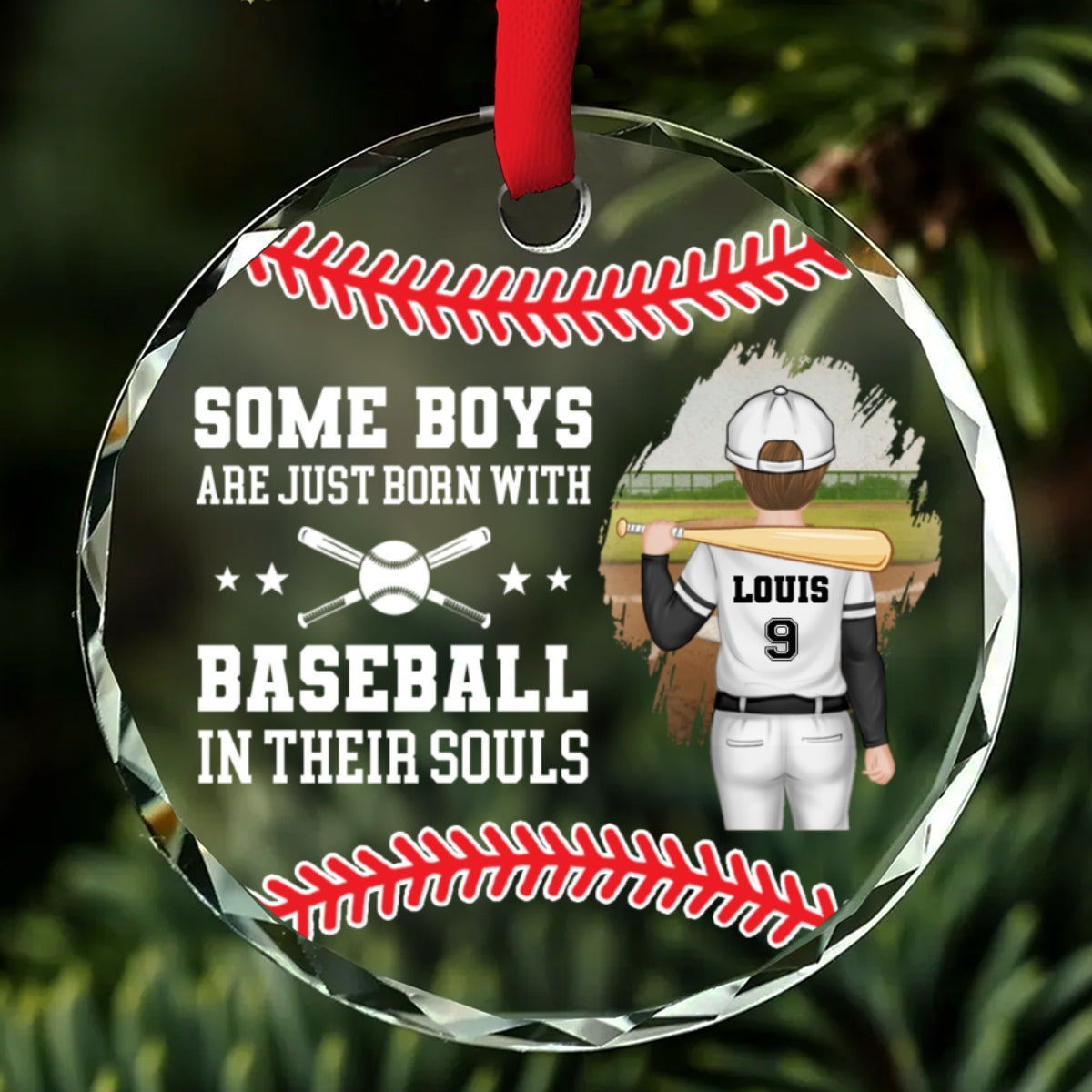 Some Boys Are Just Born With Baseball In Their Souls - Personalized Custom Glass Ornament