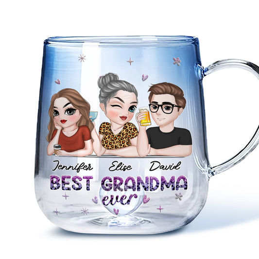 Best Grandma - Personalized Custom Blue Gradient Glass Mug