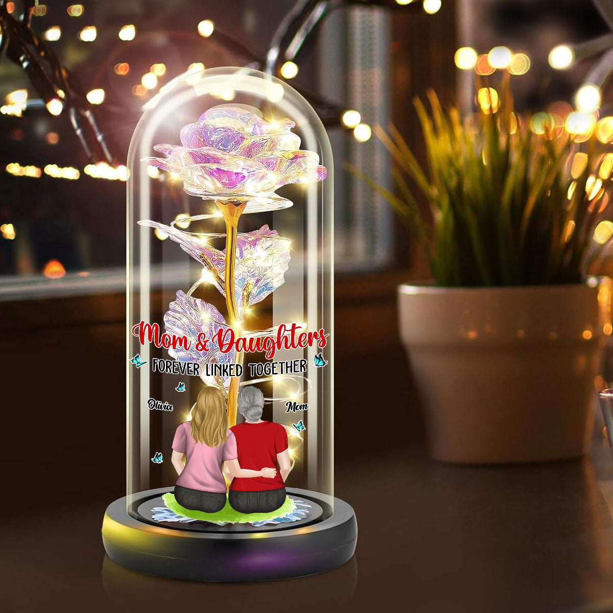 Mom And Lovely Daughter - Personalized Custom Sparkly Rose