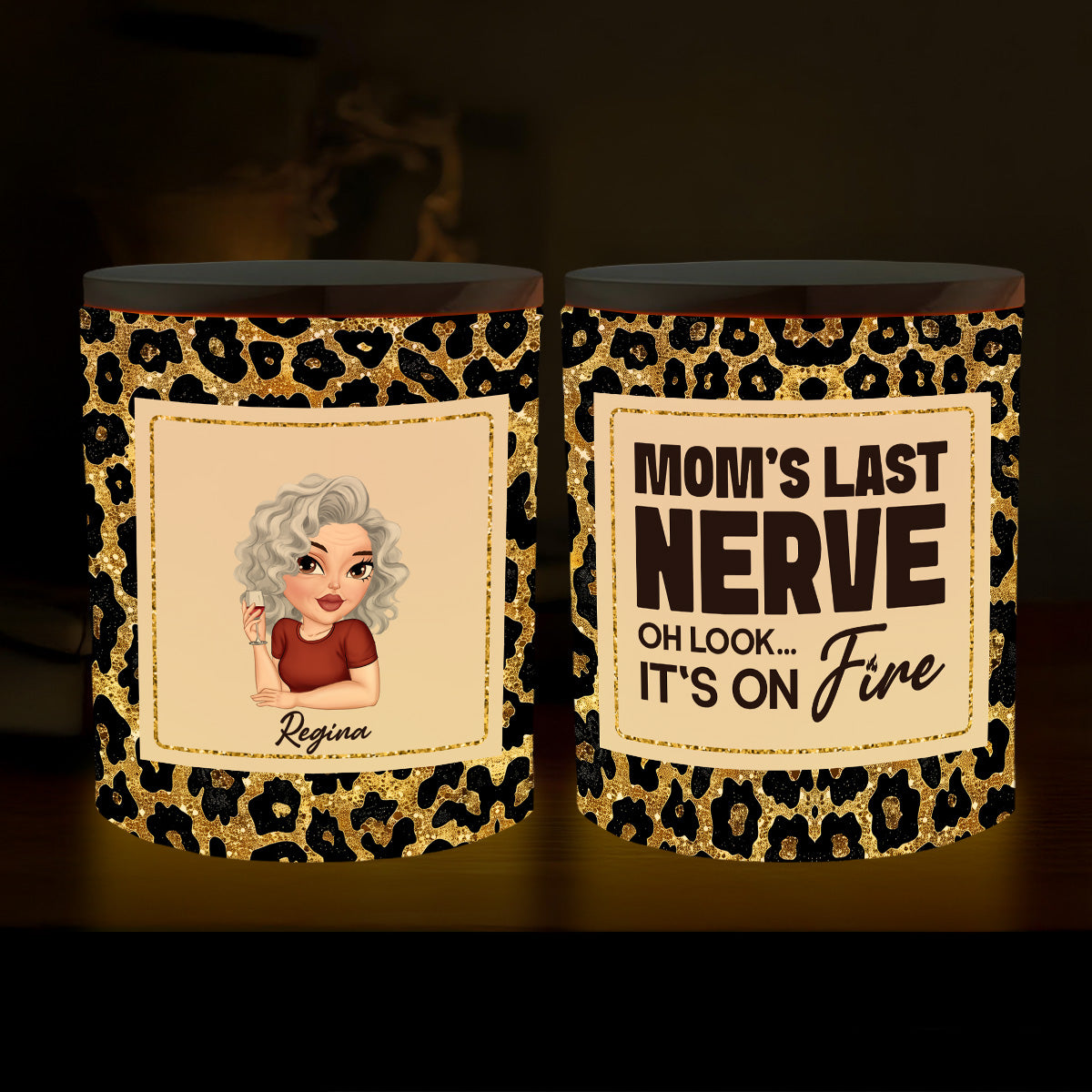 Mom Last Nerve - Personalized Custom Glass Jar With LED Candle