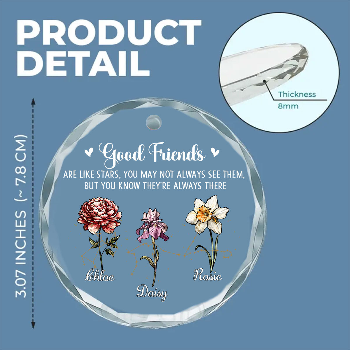 Friendship Glows Like Shining Stars - Personalized Custom Glass Ornament