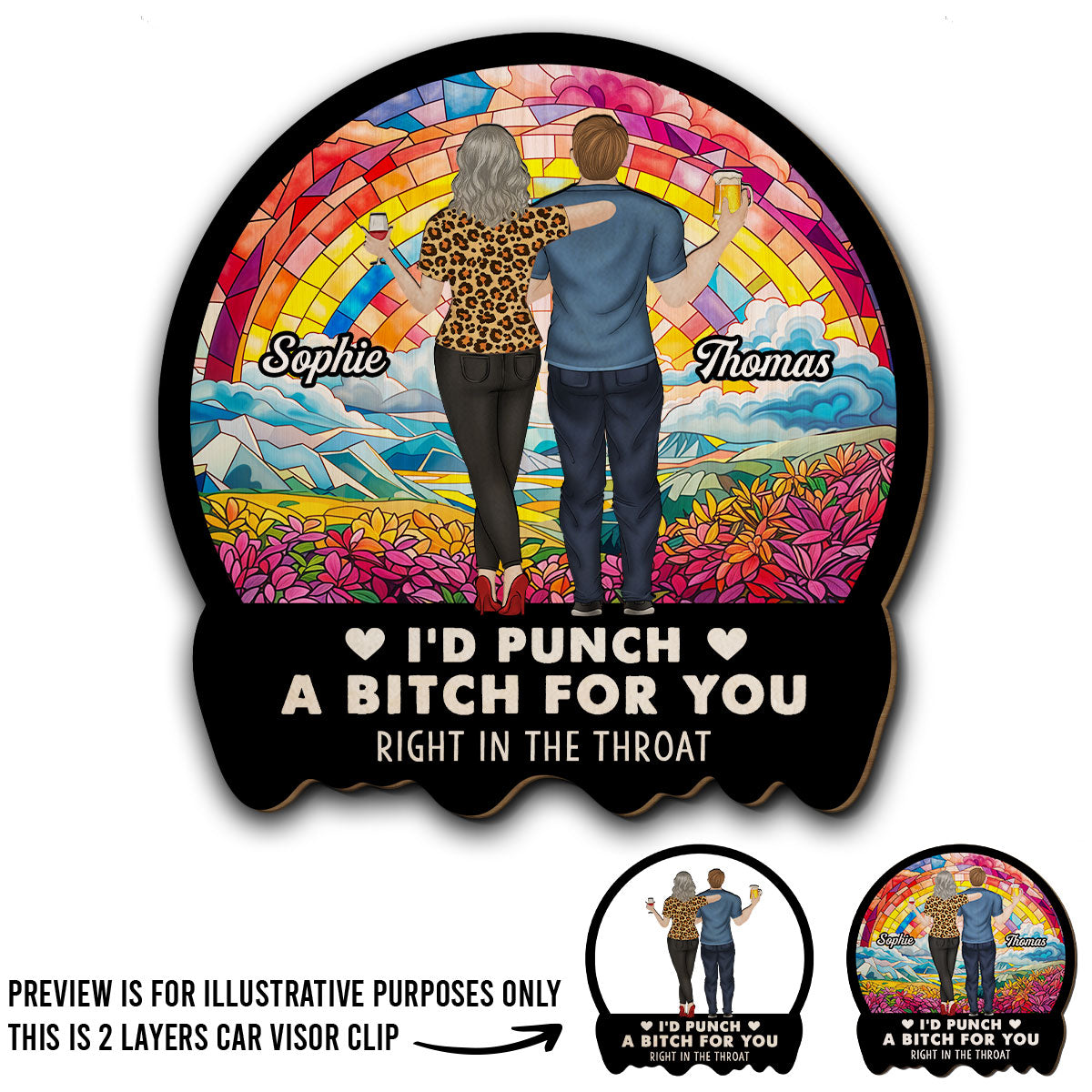 A Punch for Best Friends - Personalized Custom Car Visor Clip