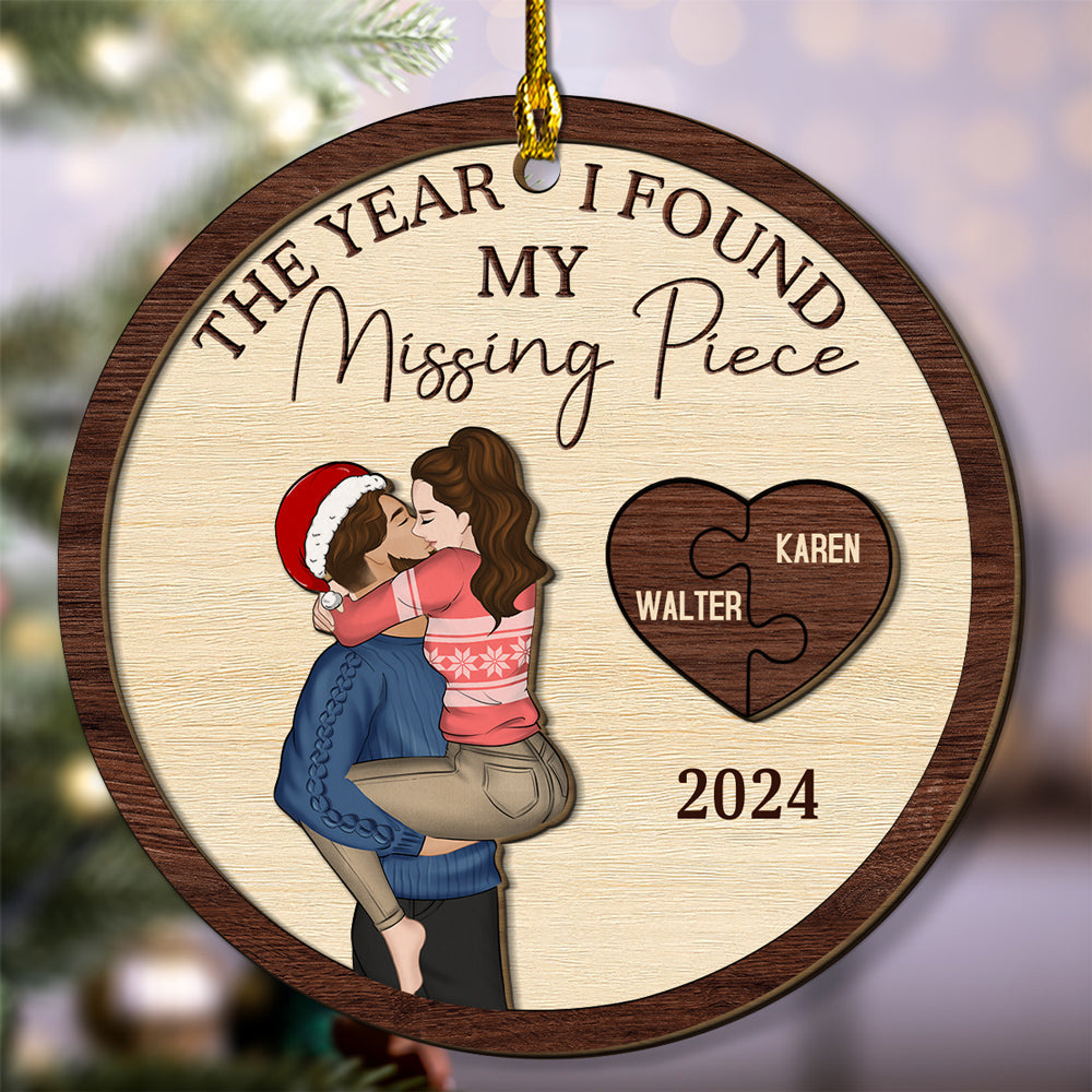 The Year I Found My Perfect Match - Personalized Custom Freeshape 2-Layered Wood Ornament