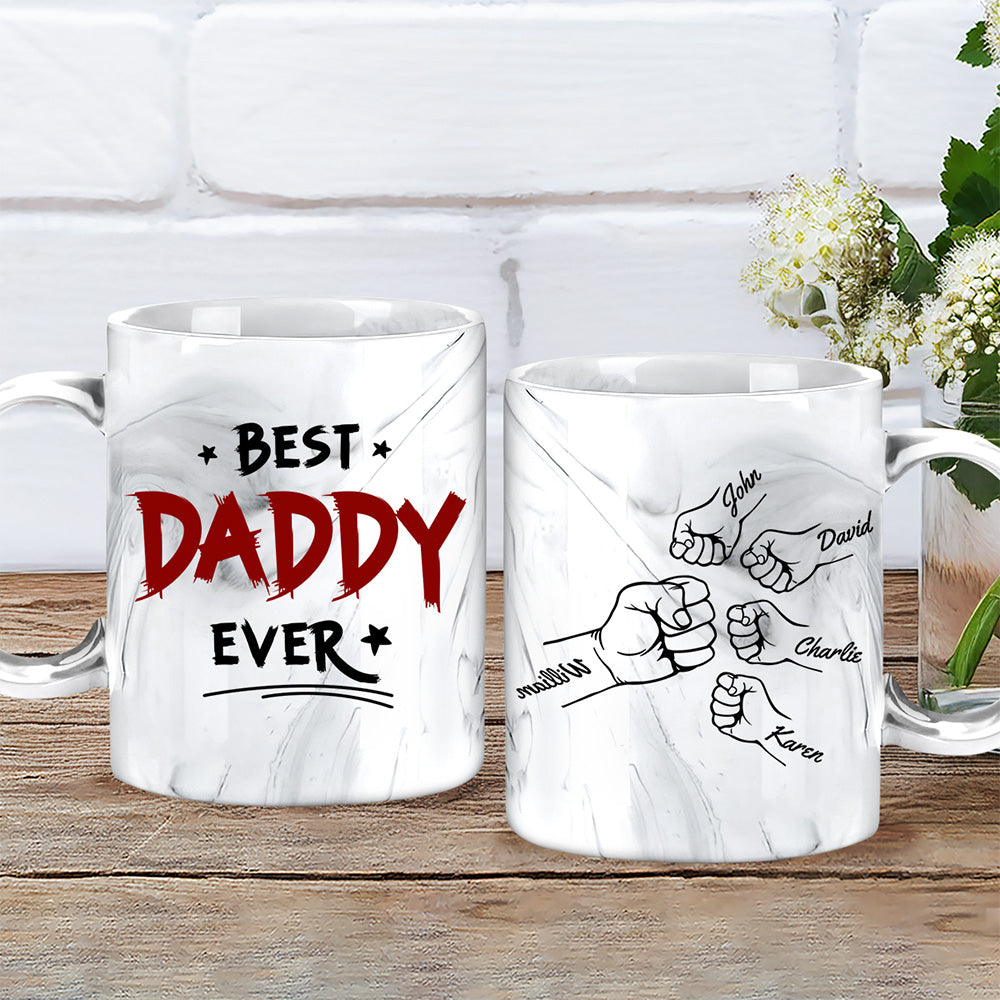 Best Daddy Ever - Personalized Custom Grey Marble Mug