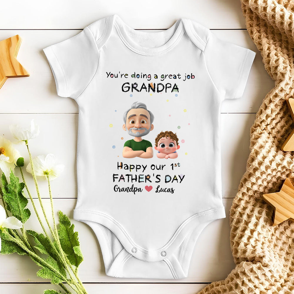 Daddy Doing A Great Job - Personalized Custom Onesie