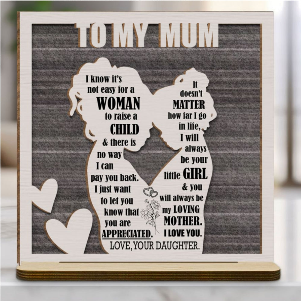 Forever Grateful to Mother - Personalized Custom 2-Layer Wood Plaque With Flat Base