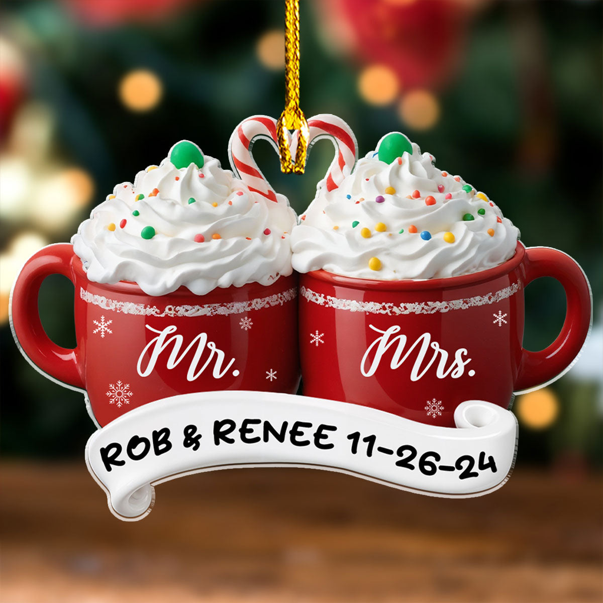 Happy Mr And Mrs - Personalized Custom Acrylic Ornament