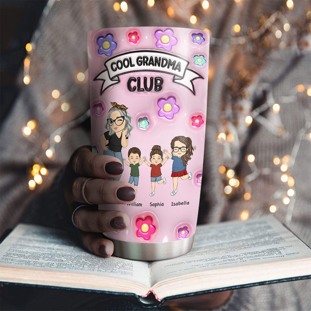 Cool Grandma Club - Personalized Custom 3D Inflated Effect Tumbler