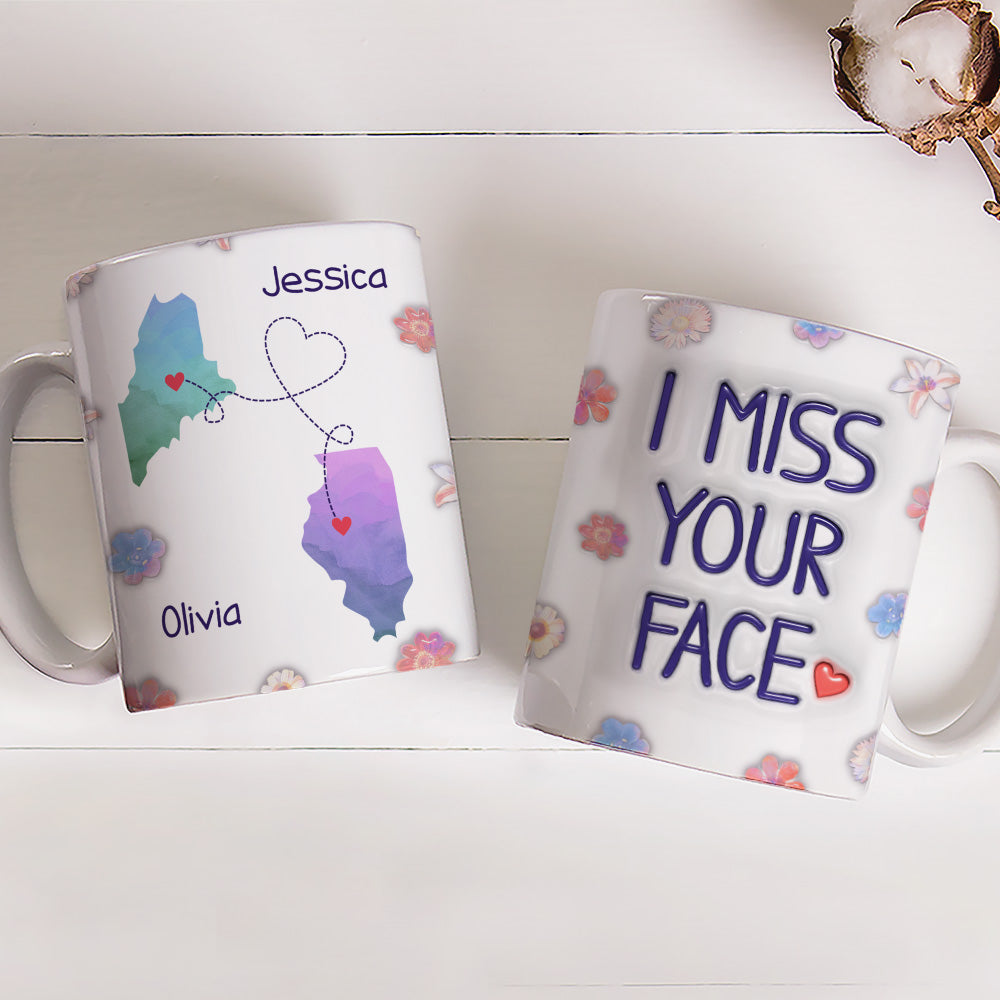 Long Distance State Besties - Personalized Custom 3D Inflated Effect Mug